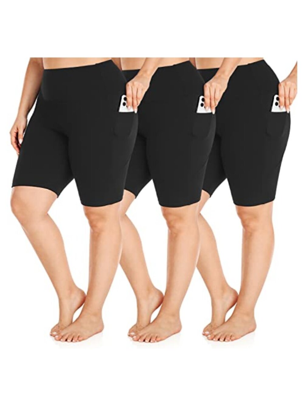 Plus Size 8" Biker Shorts with Pockets High Waist Tummy Control Workout Yoga